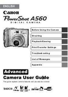 Canon PowerShot A560 manual. Camera Instructions.